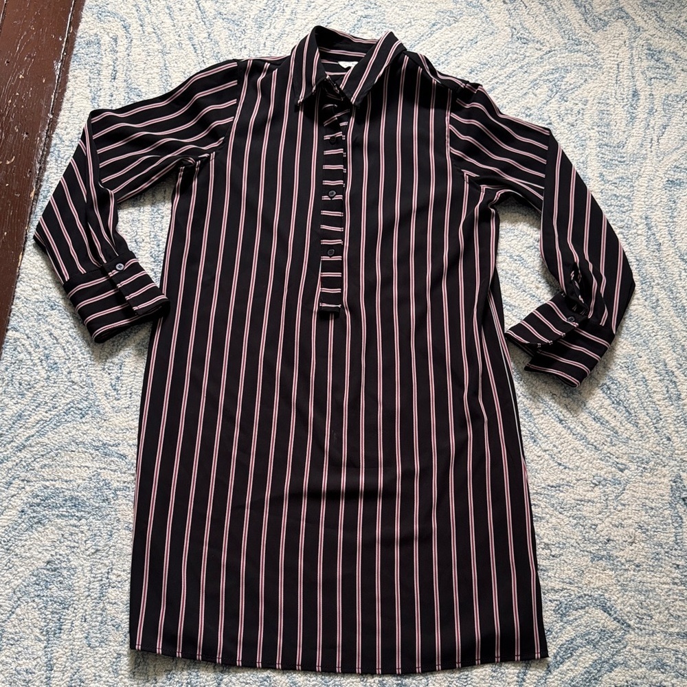 Max Studio striped graphic shift shirt dress large